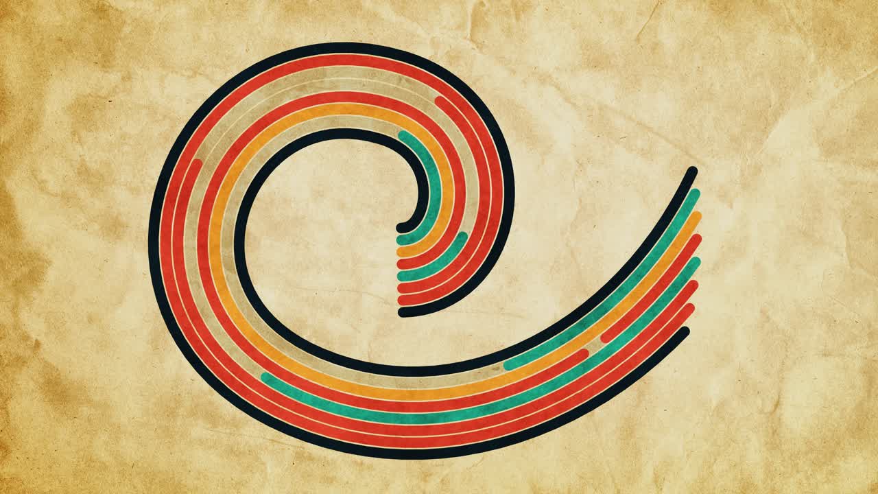 Abstrakt animation af farverige spirallinjer på vintagepapir