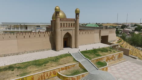 main gate entrance of kalai mug teppe fortress in istaravshan, tajikistan