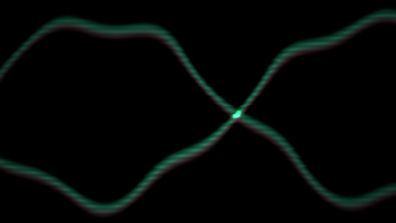 Abstract Green Glowing Sine Waves Oscillating on Black Background