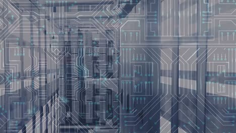 animación de una red de iconos y conexiones, procesamiento de datos e información digital en un servidor