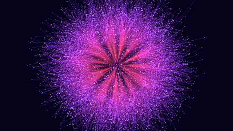 vibrant fireworks illuminate the night sky, with pink and purple sparks