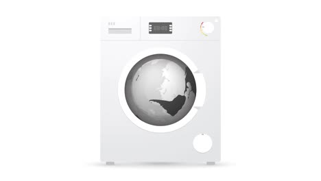 washing machine with earth globe random motion background loop