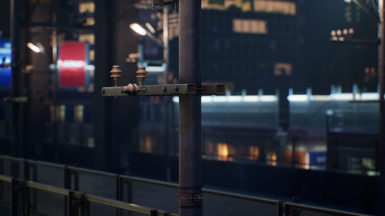 네온 조명 을 가진 일본 도시 의 야간 장면