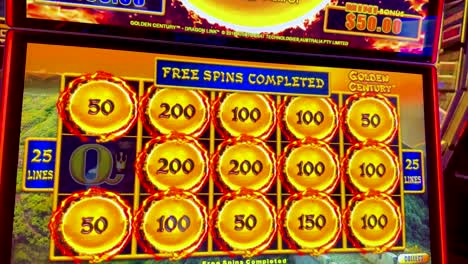 slot machine displaying free spins results