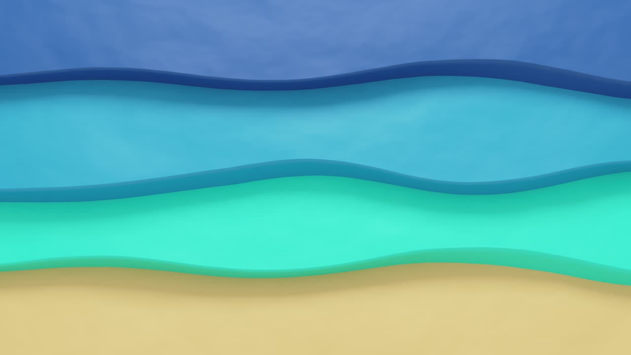 Animation of colored waves of cartoon sea in summer