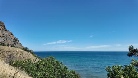 a view of the black sea from the top of karadag mountain in crimea, russia