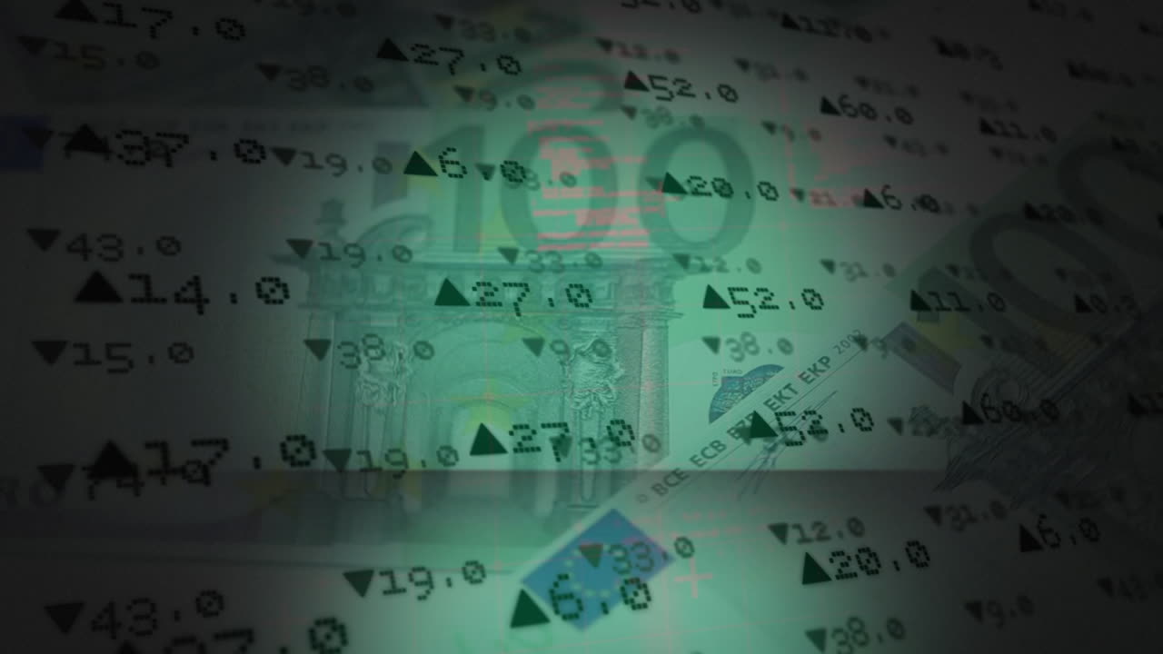 돈과 금융 데이터 위에  ⁇ 은 점의 애니메이션