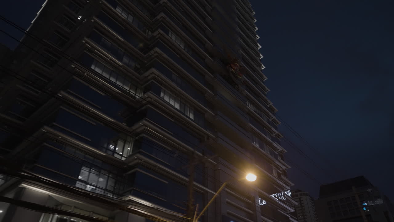 Insurance Banking Business Building at Night in Bangkok Sathorn Road, Financial Crisis Working Day and Night in Office Building