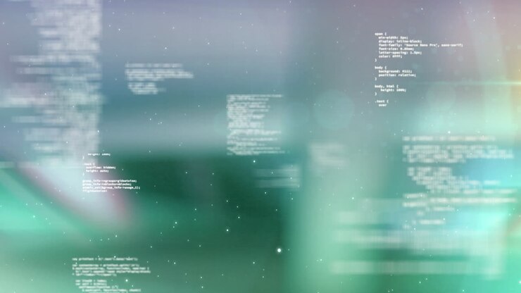 Animation af databehandling over sløret baggrund.