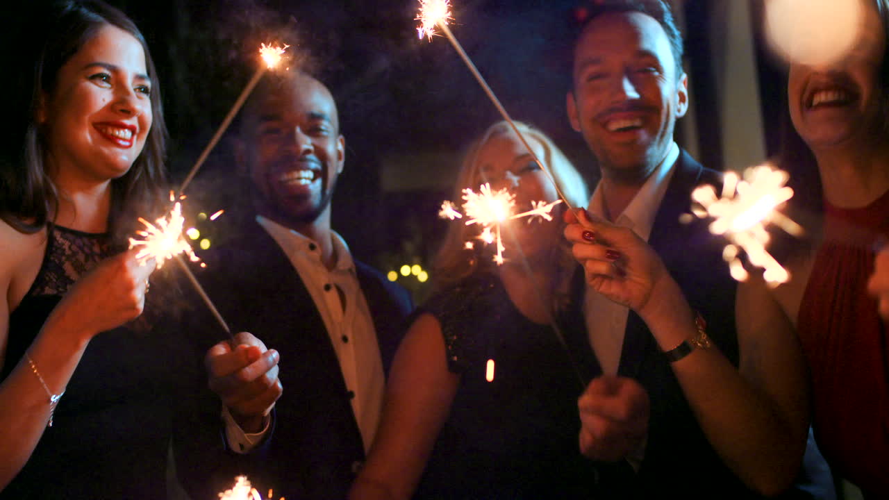 Friends Celebrating with Sparkler