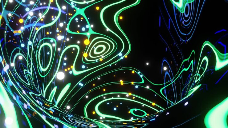 An endless stream of colorful balloons on an abstract background. Loop animation