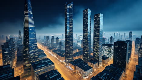 horizonte de la ciudad futurista por la noche