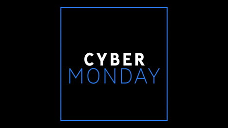 el texto blanco y azul de cyber monday aparece