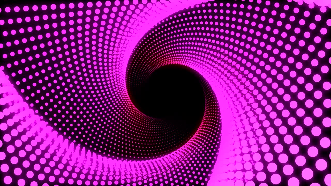 illustrazione 3d, grandi punti rosa allineati in linee è stato messo insieme fino a quando non era un tubo triangolare ed è contorto fino allo stesso cerchio.