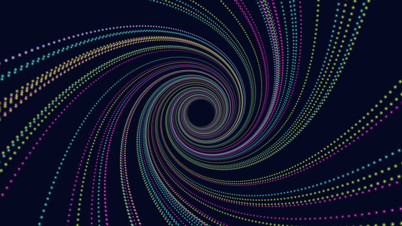 Colorful spiral lines pattern with dots in black hole