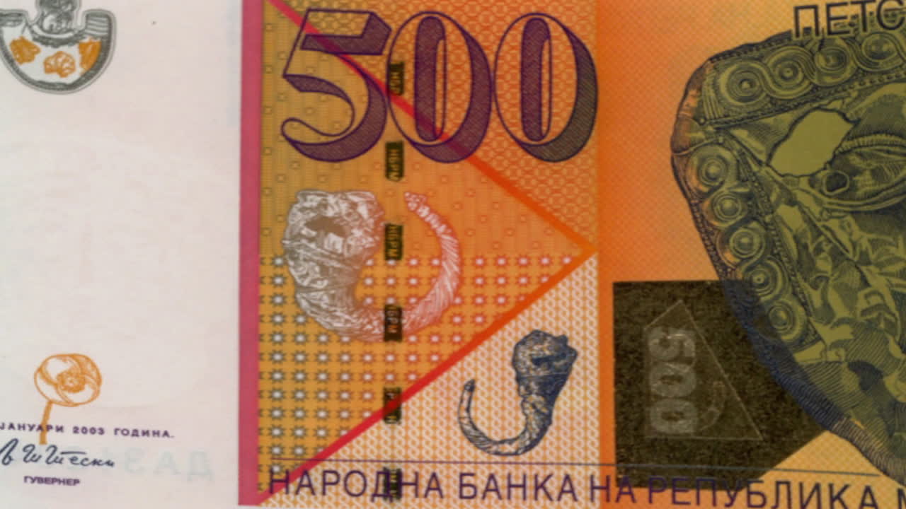 Macedonian 500 Denar Banknote on Green Screen