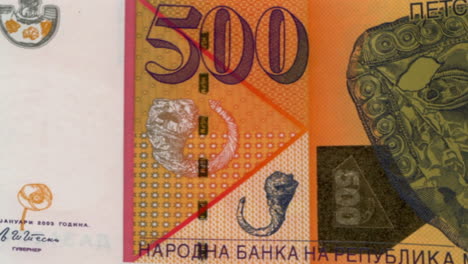 macedonian 500 denar banknote on green screen