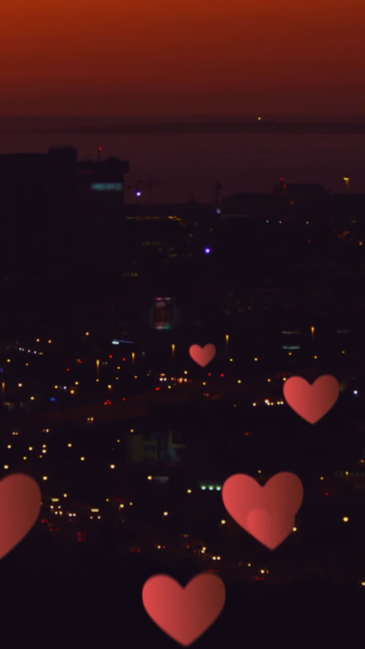 도시 4k에서 떠다니는 심장