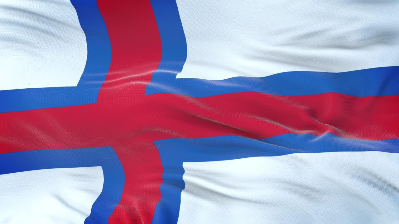 bandera de las islas feroe ondeando en el viento con textura de tela muy detallada. bucle sin costuras