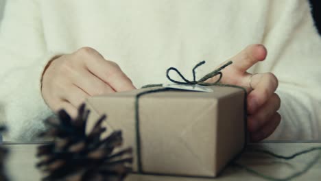 persona envolviendo un regalo de navidad