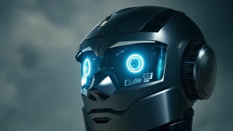 close up of a futuristic robot head