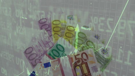 animation of data processing over banknotes