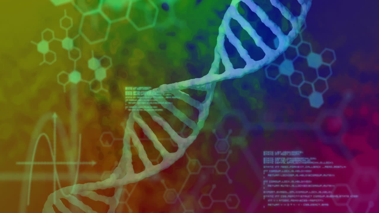 animación de la cadena de adn sobre el procesamiento de datos