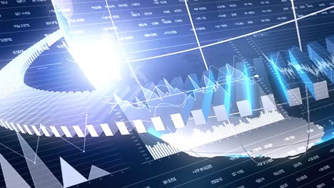 financial breaking news animation, data, numbers, graph.