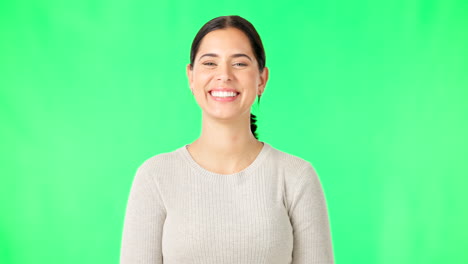 Green-screen,-face-and-woman-with-smile