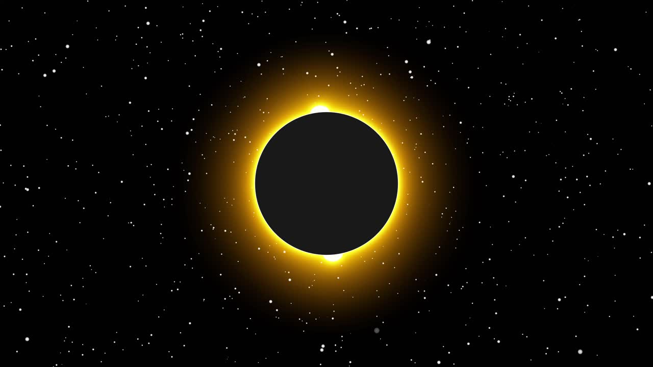 Animated Total Solar Eclipse with Glowing Corona and Stars