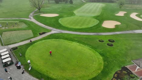 golf clubhouse on a cloudy morning