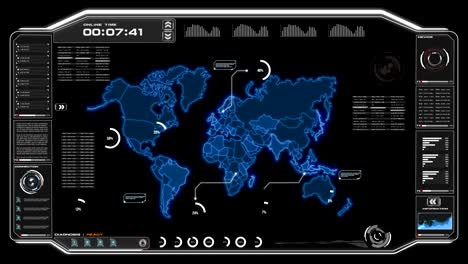 interfaz de usuario con datos de mapa hud pi barra cuadro de texto tabla y elemento en fondo oscuro abstracto para concepto de tecnología futurista