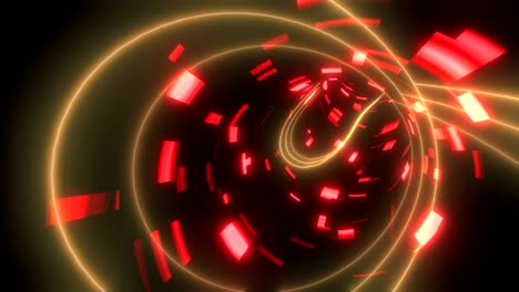 animation of tunnel with red and yellow lights moving in a seamless loop