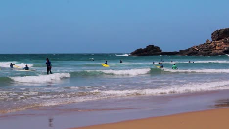 surfing lesson on portuguese beach