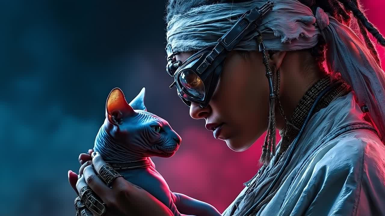 una mujer con un gato en sus brazos