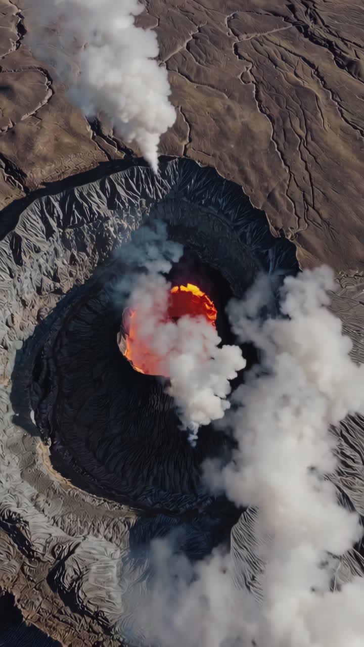 Aerial View of a Volcano Erupting