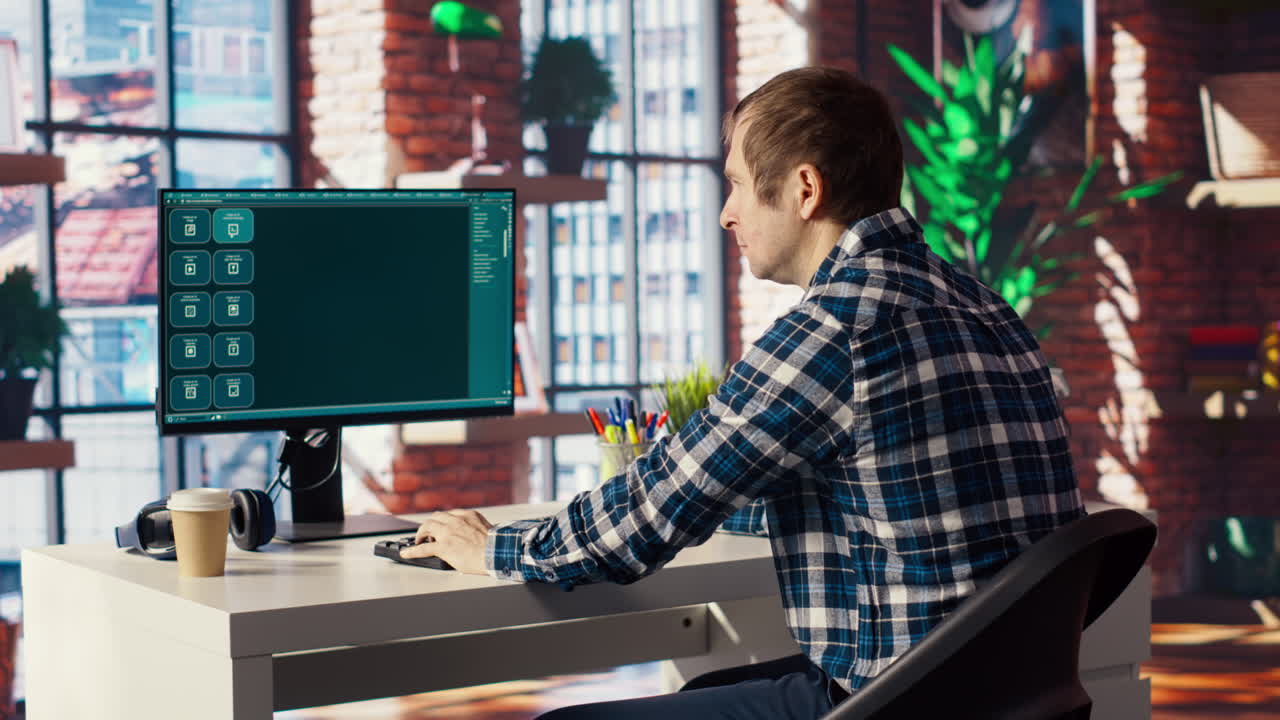 Man solving personal tasks with AI LLM chatbot answering prompts