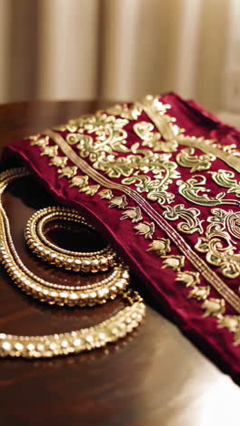 ornate red saree with gold embroidery