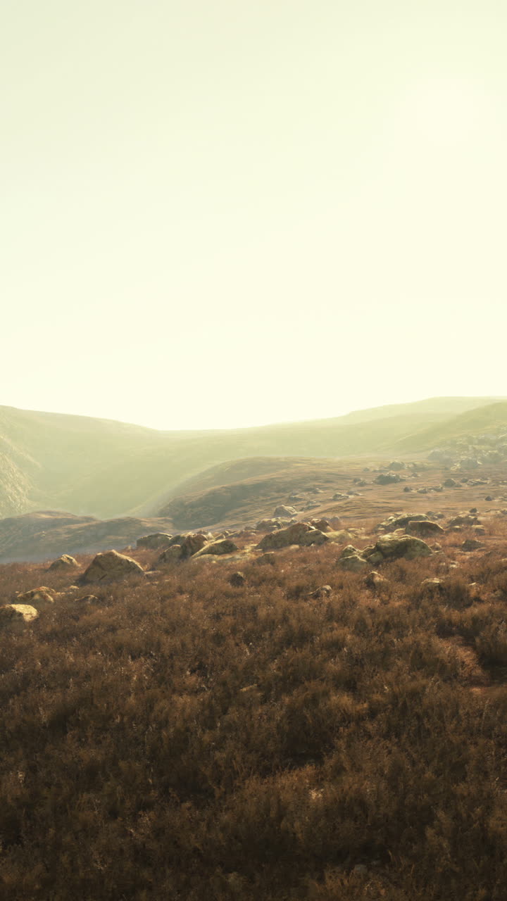 Incredible photo of a misty rocky terrain with partial grass coverage