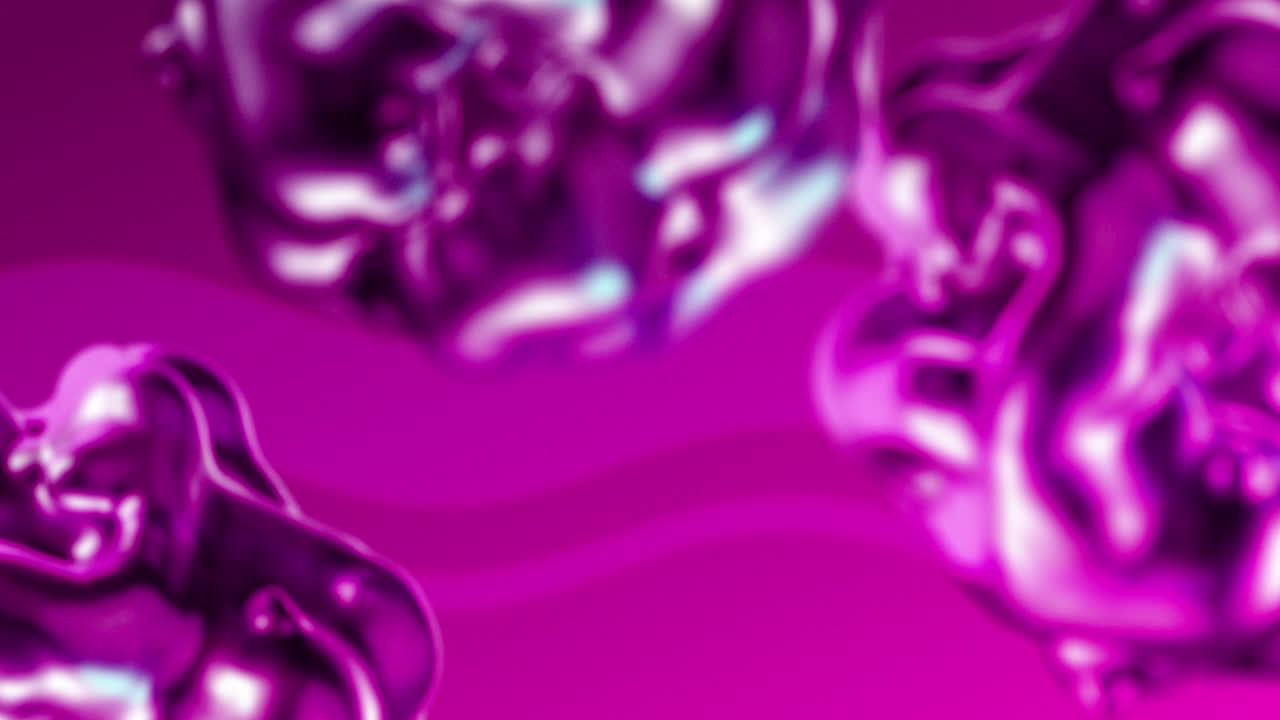 formas orgánicas rosadas metálicas fundidas que emergen y se mueven sobre un fondo ondulado rosado