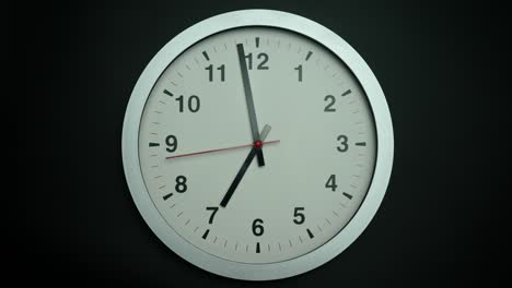 el reloj blanco de la pared dice la hora a las siete.