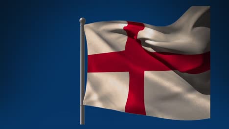 Animation-Der-Flagge-Englands,-Die-Auf-Dunkelblauem-Hintergrund-Weht