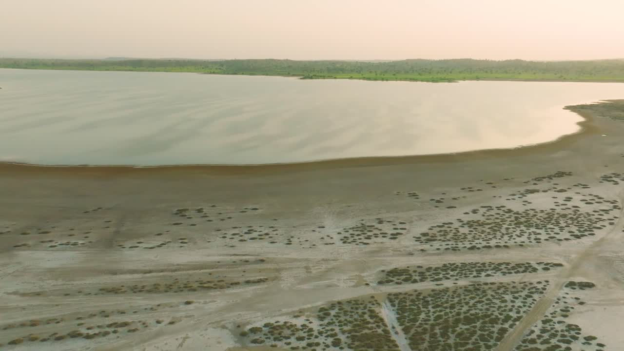 Aerial footage of footprints on coast of Rann Of Kutch Tharparkar in Sindh, akistan.