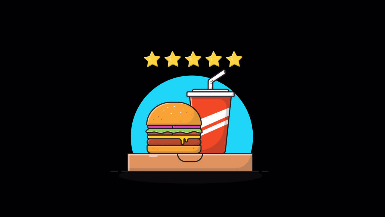 Animert burger og brus med femstjerners rangering
