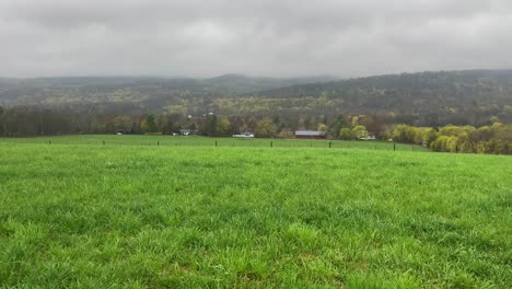 beautiful rainy spring day in the appalachian mountain grasslands