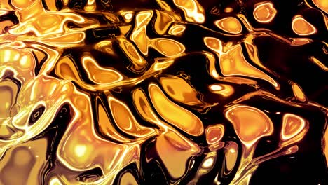 looped abstract background with wavy sparkling golden liquid pattern on shiny glossy surface. viscous yellow fluid like surface of gold foil or brilliant glass. beautiful creative festive backdrop.