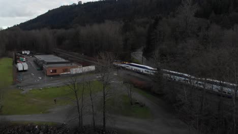 various drone shots around barnet marine park in burnaby, british columbia, canada