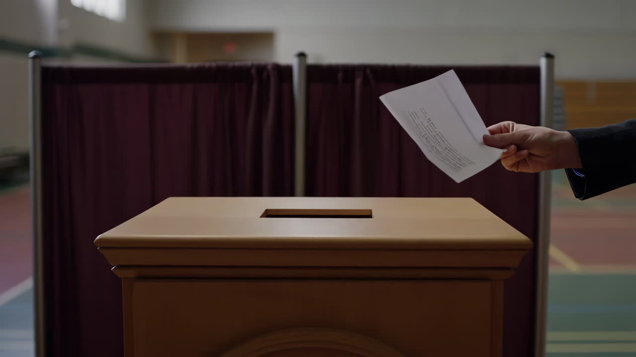 Person Casting Ballot into a Ballot Box