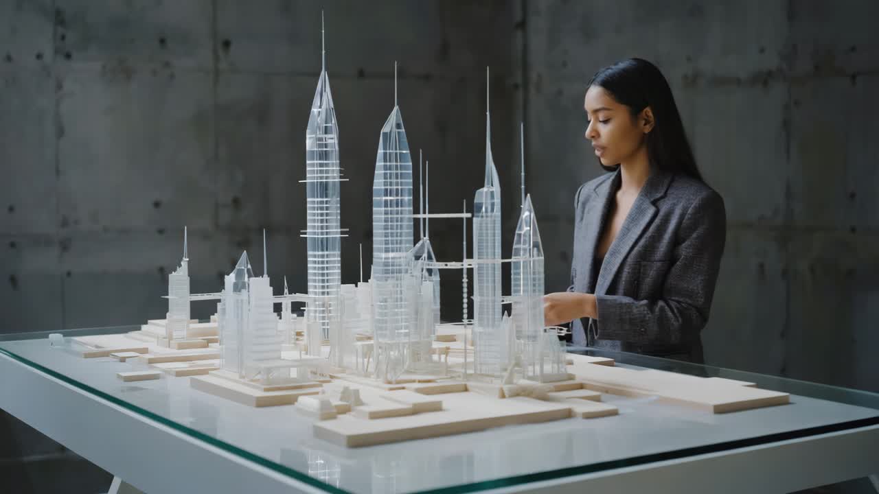 Architect analyzing a building model