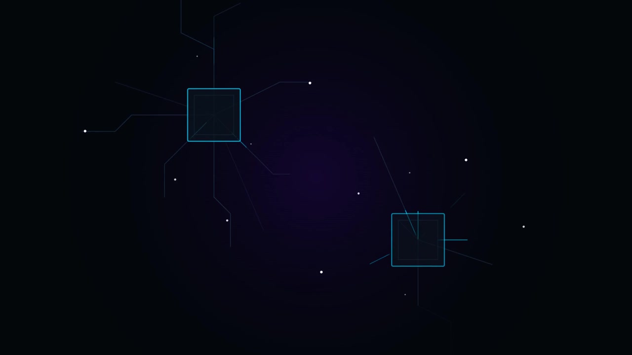Abstract Digital Circuitry Nodes Connecting on Dark Background